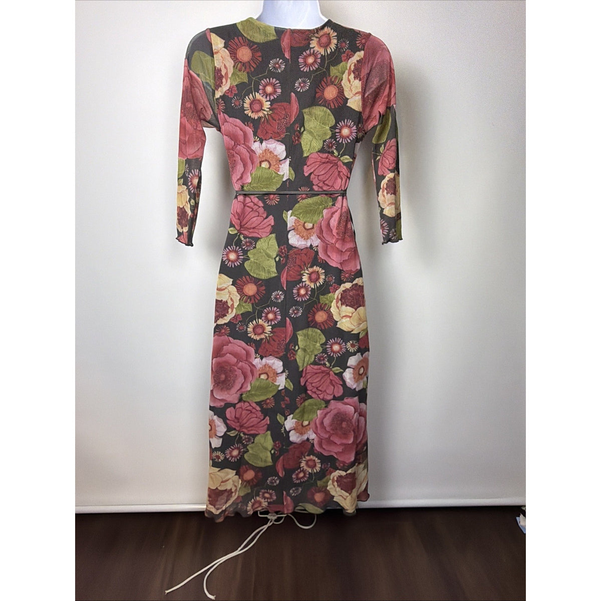 Y2K Anthropologie Weston wear Floral Dress Wrap Top Fitted Cute Small Mesh USA