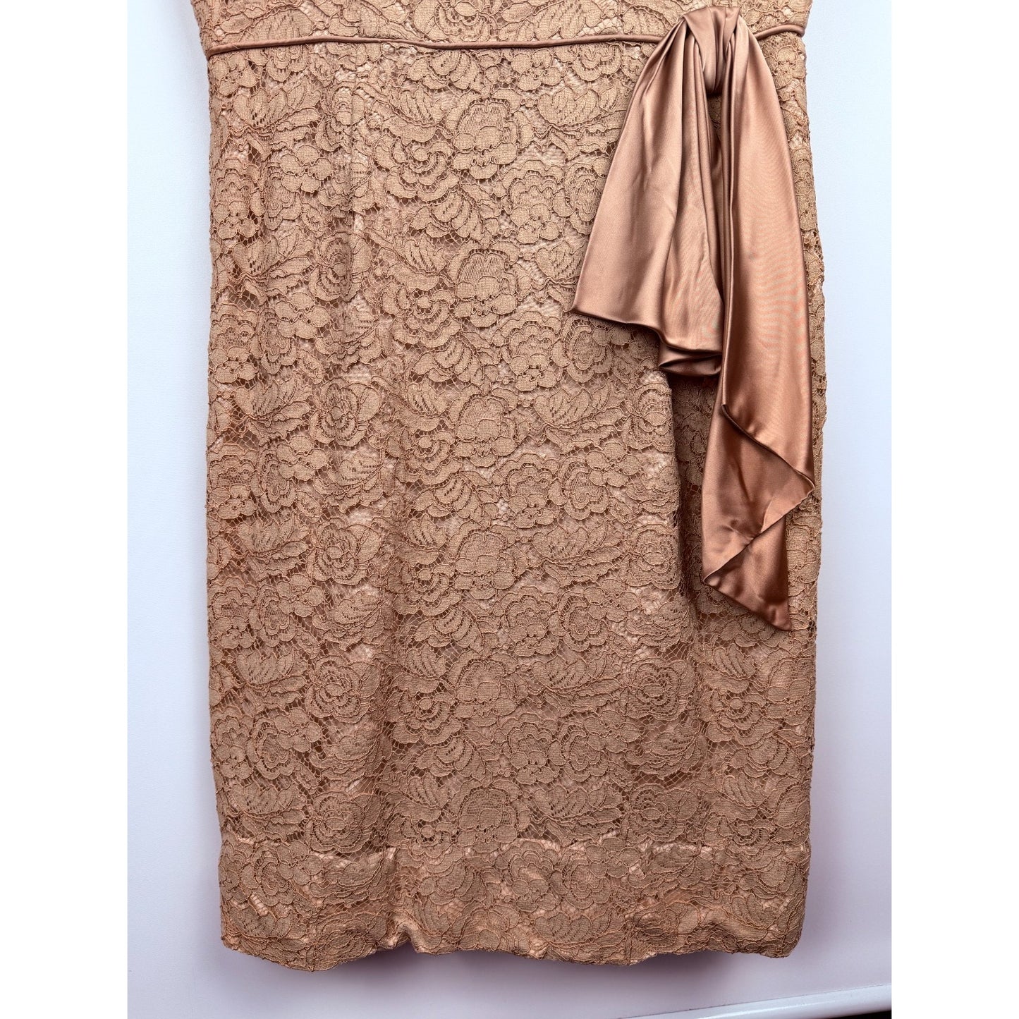 Vintage 50s lace Taupe mauve evening cocktail wiggle dress Medium 40" bust