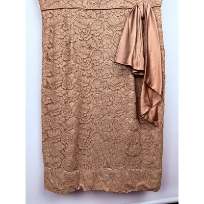 Vintage 50s lace Taupe mauve evening cocktail wiggle dress Medium 40" bust