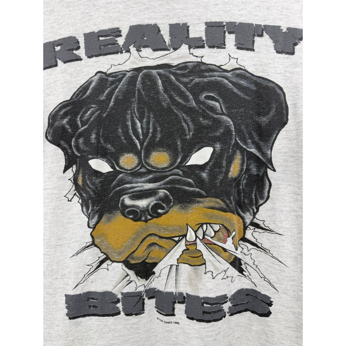 Vintage 1996 Top Dawg "Reality Bites" Rottweiler tee, youth L / M