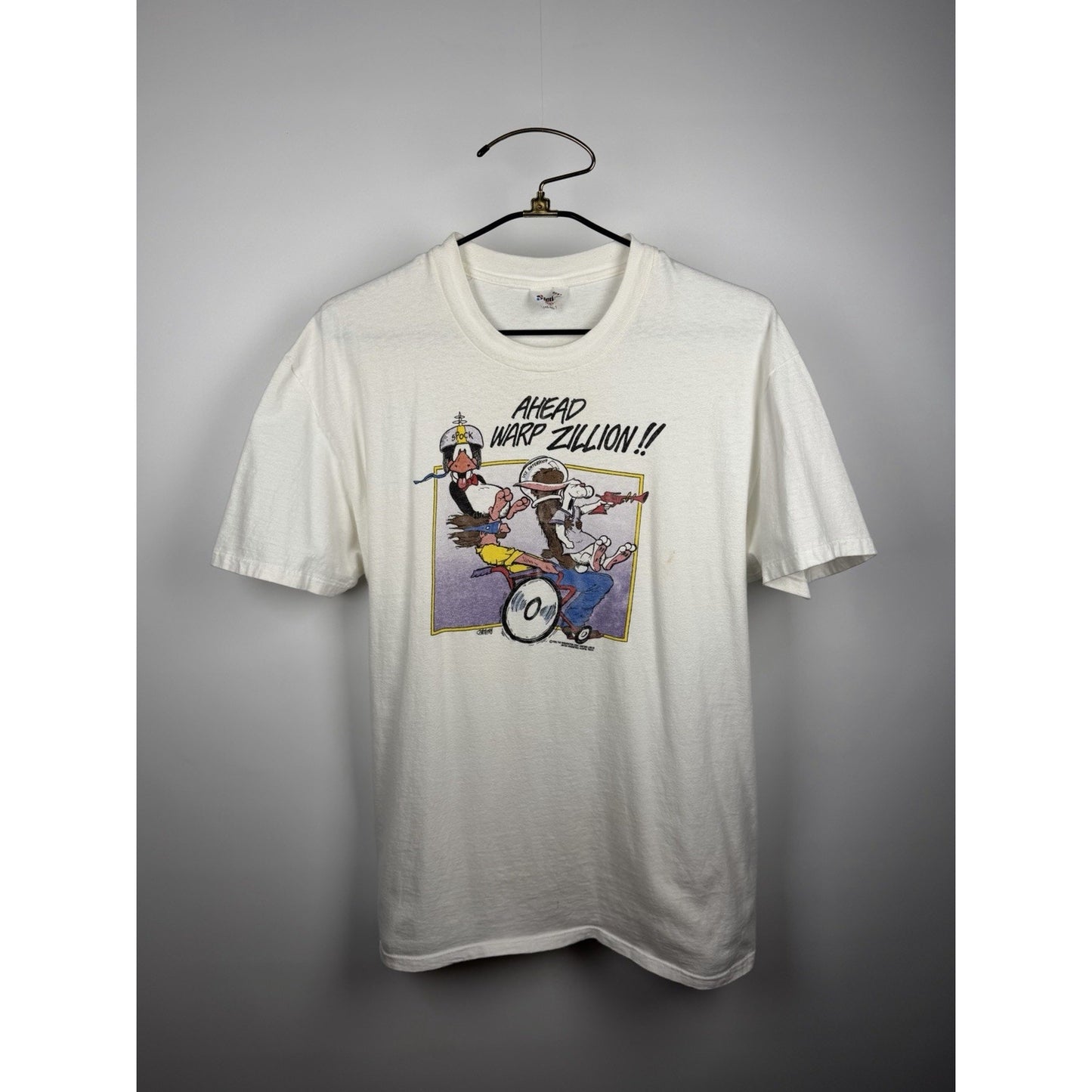 Vintage 1986 Bloom County Ahead Warp Zillion Cartoon Tee Single Stitch XL 23x30