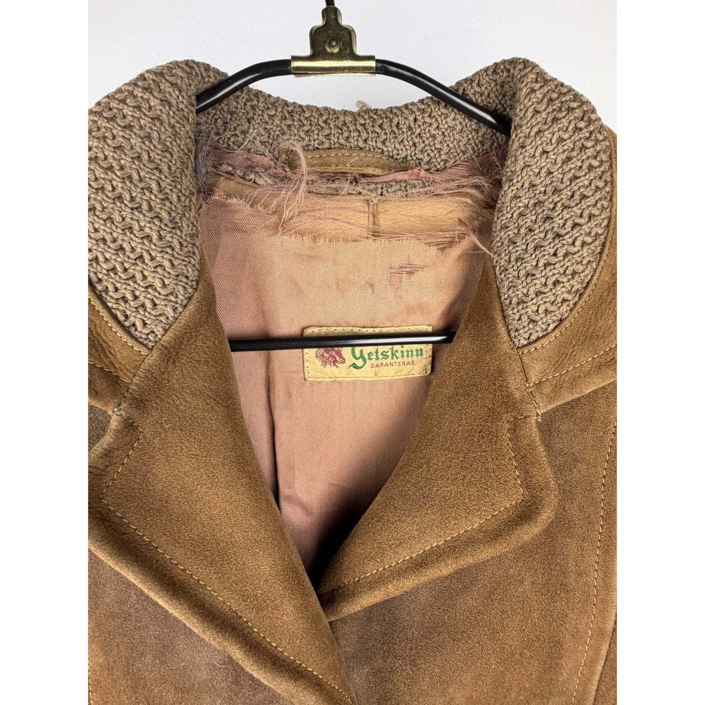 1950s Goatskin Leather Coat Swedish Thrashed Mid Century Western Jacket