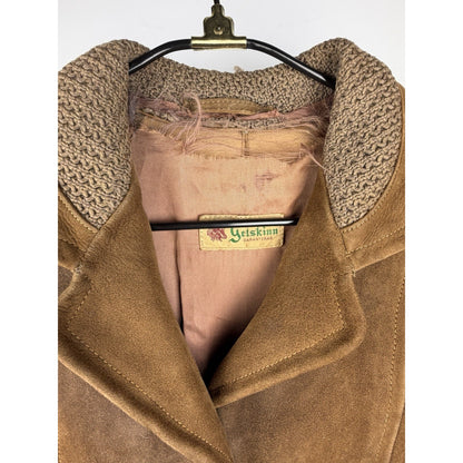 1950s Goatskin Leather Coat Swedish Thrashed Mid Century Western Jacket