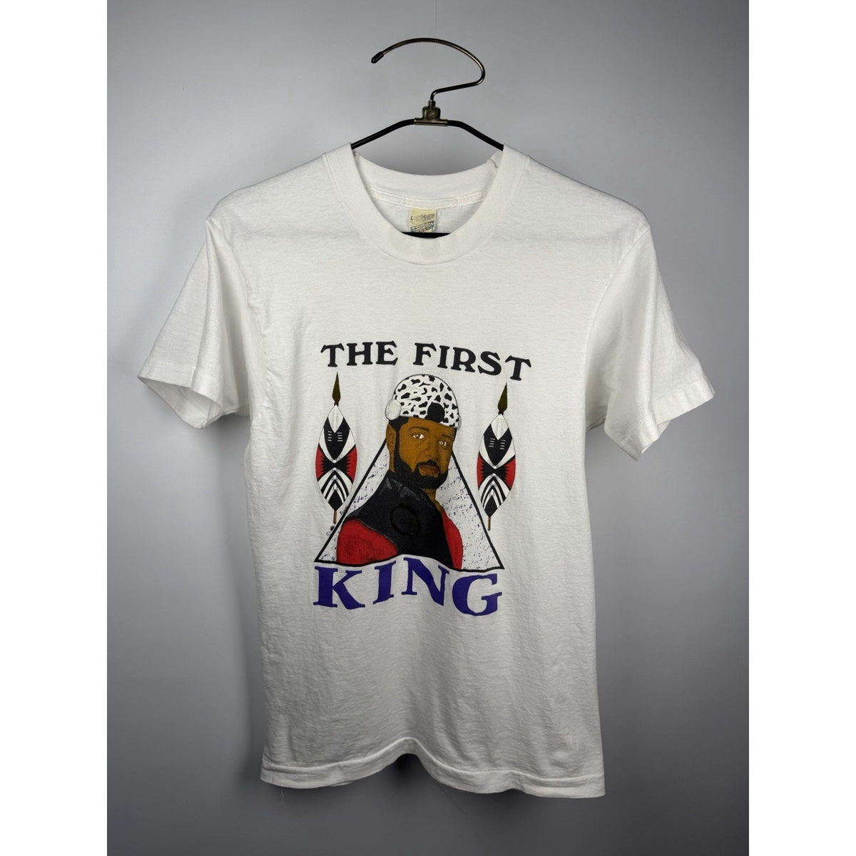 Vintage 80s The First King Black culture tee, single stitch, M