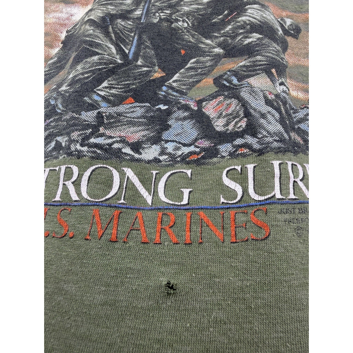 Vintage 1987 Just Brass / 3D Emblem U.S. Marines The Strong Survive Medium 18x23