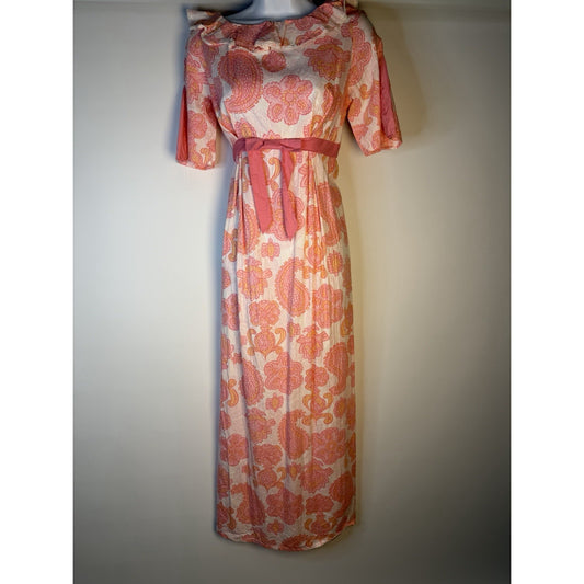 Vtg 70s Pink Paisley Cottagecore Boho Dove Of California Cotton Dress