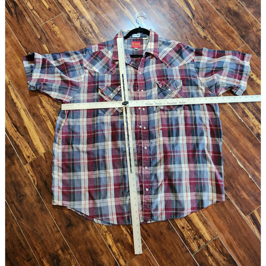 Total burnout, thrashed men's plaid western short sleeve