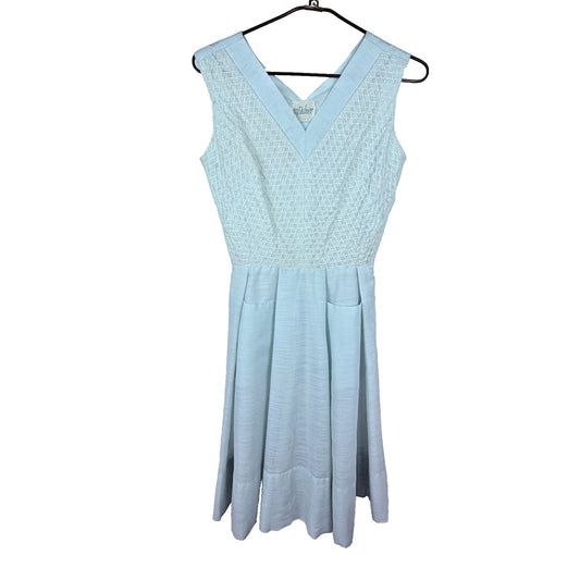 vintage 40s 50s peg palmer blue sundress pin up xs 24" waist POCKETS