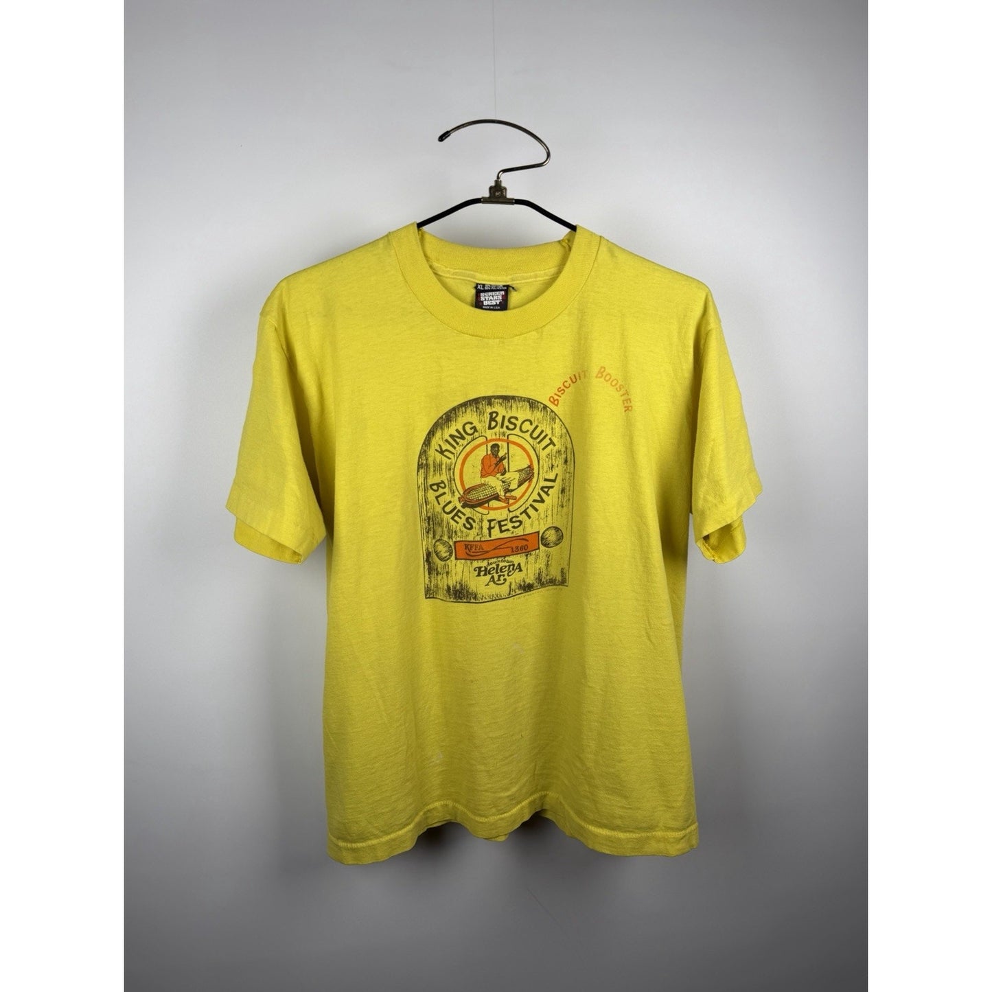 Vintage 1987 King Biscuit Blues Festival Helena AR Rare Booster Shirt L 22.5x26
