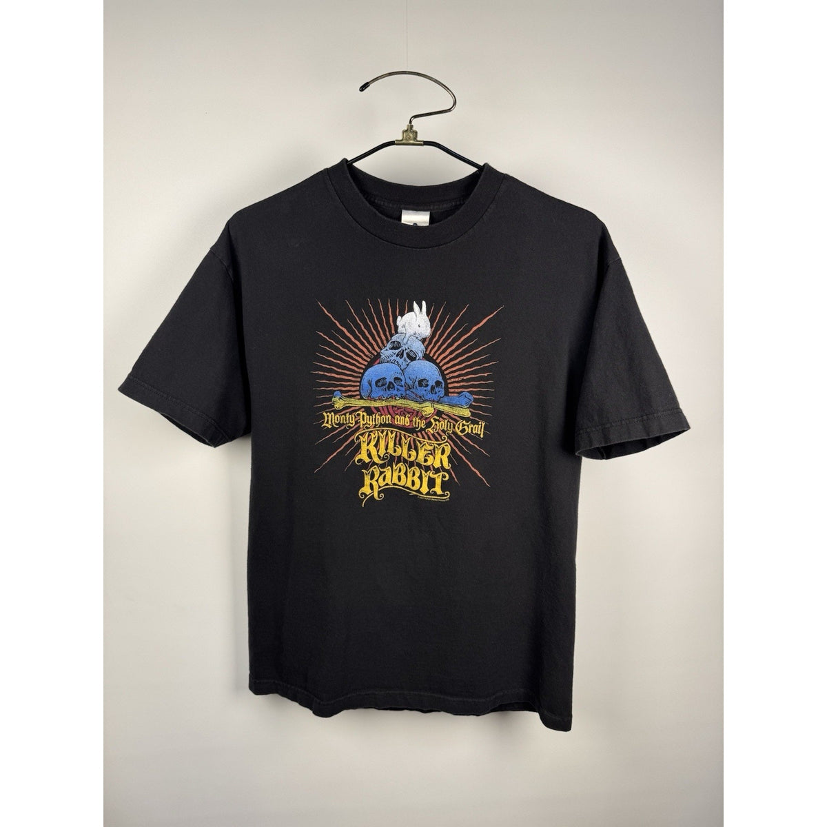 Vintage 2007 Monty Python Holy Grail Killer Rabbit Movie Promo Tee Black Mens L
