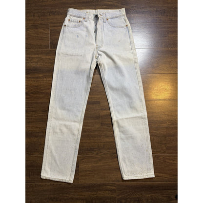 Vintage 90s Levi's 501 button fly jeans, gold splatter, USA, 28x30