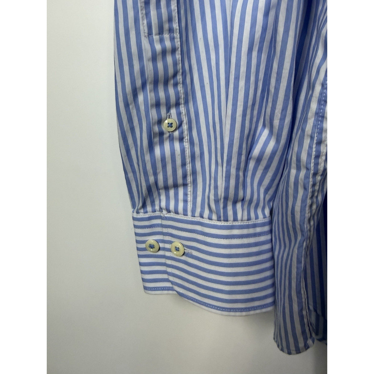 Peter Millar Seaside Finish Men's Blue Stripe Dress Shirt Extra Large Cotton