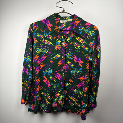 Vintage 1960s Miss Holly Psychedelic Floral Dagger Shirt - XL