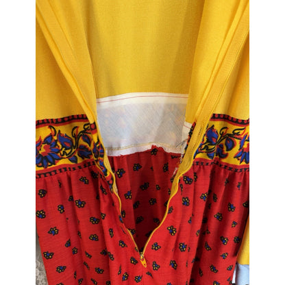 1960s Partridge Family Boho Maxi Dress - Medium