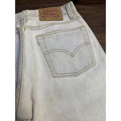 Vintage 90s Levi's 501 button fly jeans, gold splatter, USA, 28x30
