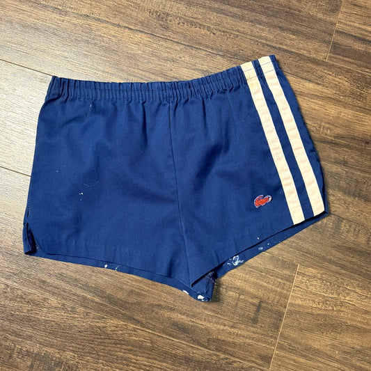 Thrashed Izod Lacoste track shorts (1980s)