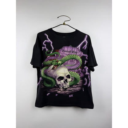 Vintage 90’s American Thunder Forever Free Snake Skull Lightning Shirt XL 25x26