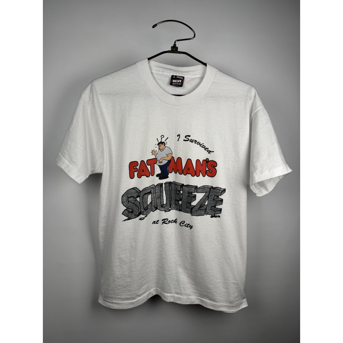 Vintage 90s Rock City Fat Man's Squeeze tee, single stitch, L