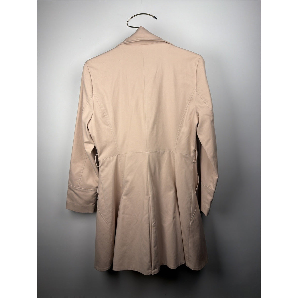 Karl Lagerfeld Blush Pink Cotton Blend Moto Zip Trench Lightweight Sz Med