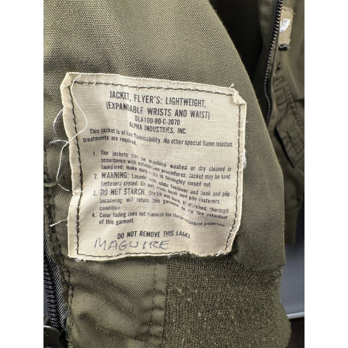 Cold weather military flyer’s jacket, NSN:8415-00-217-7221, vintage, MED-Long
