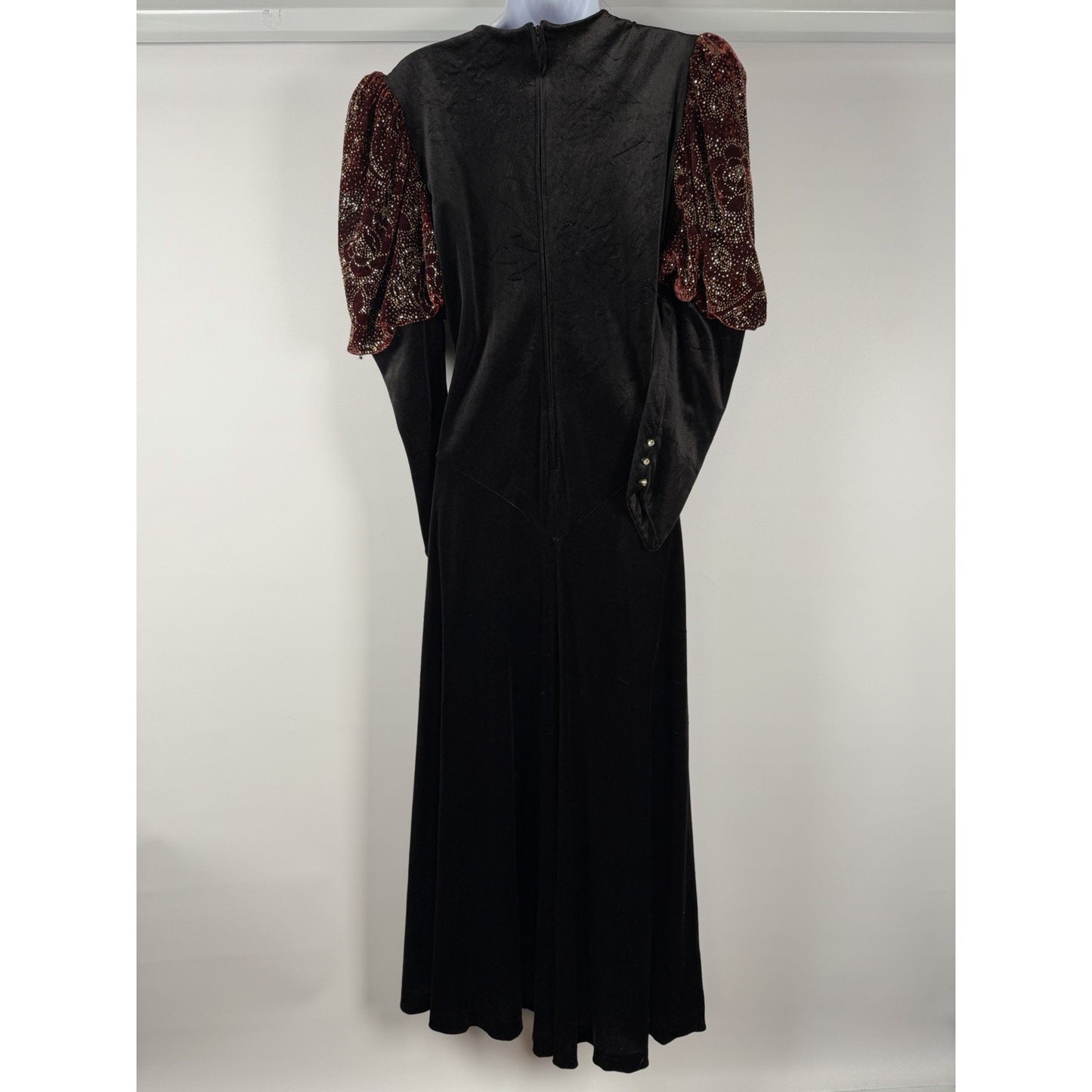 Vintage 80s David Brown Neiman Marcus Velvet Sequin Sleeve Gown
