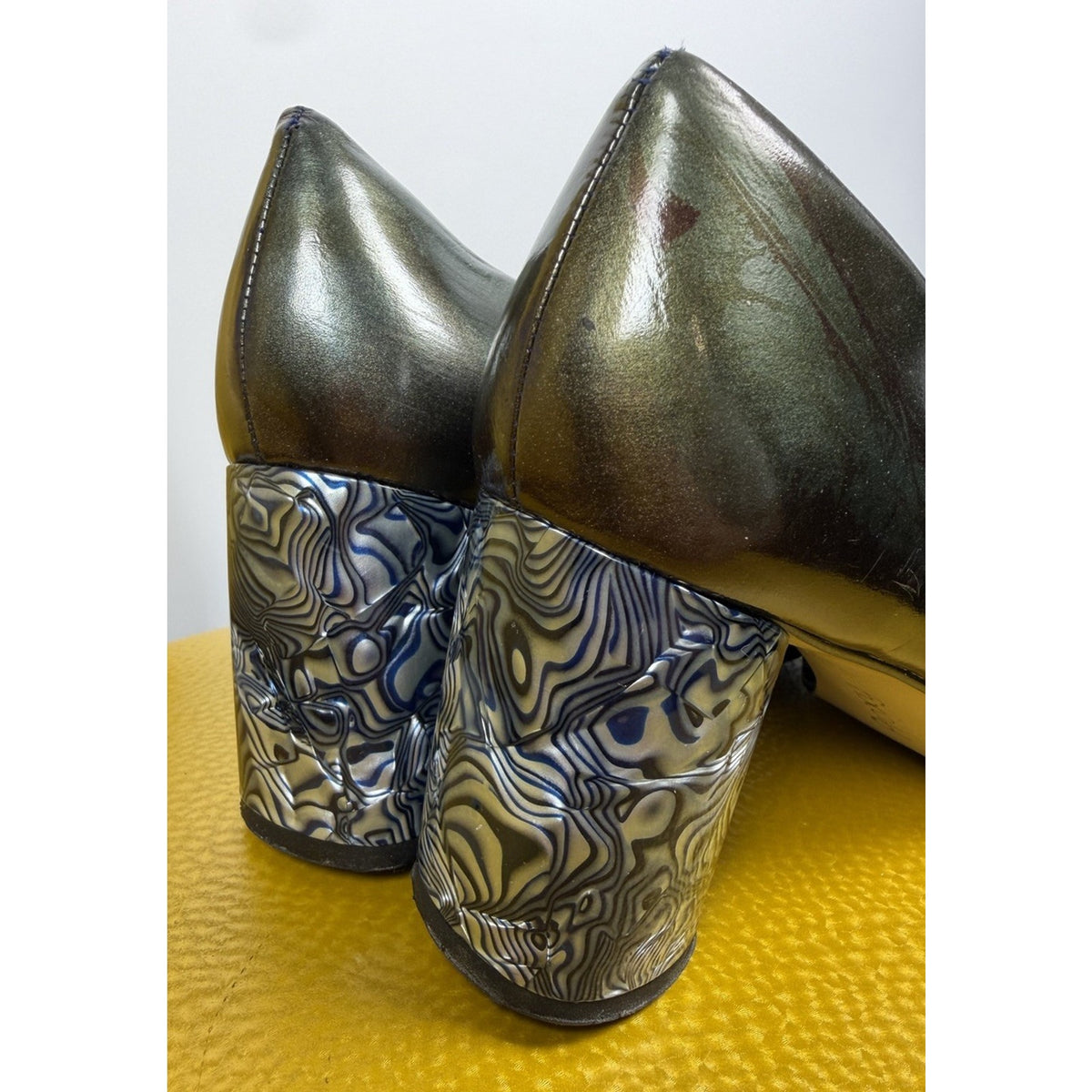 Vintage 70s Proxy psychedelic heel square toe block heel pumps, 11