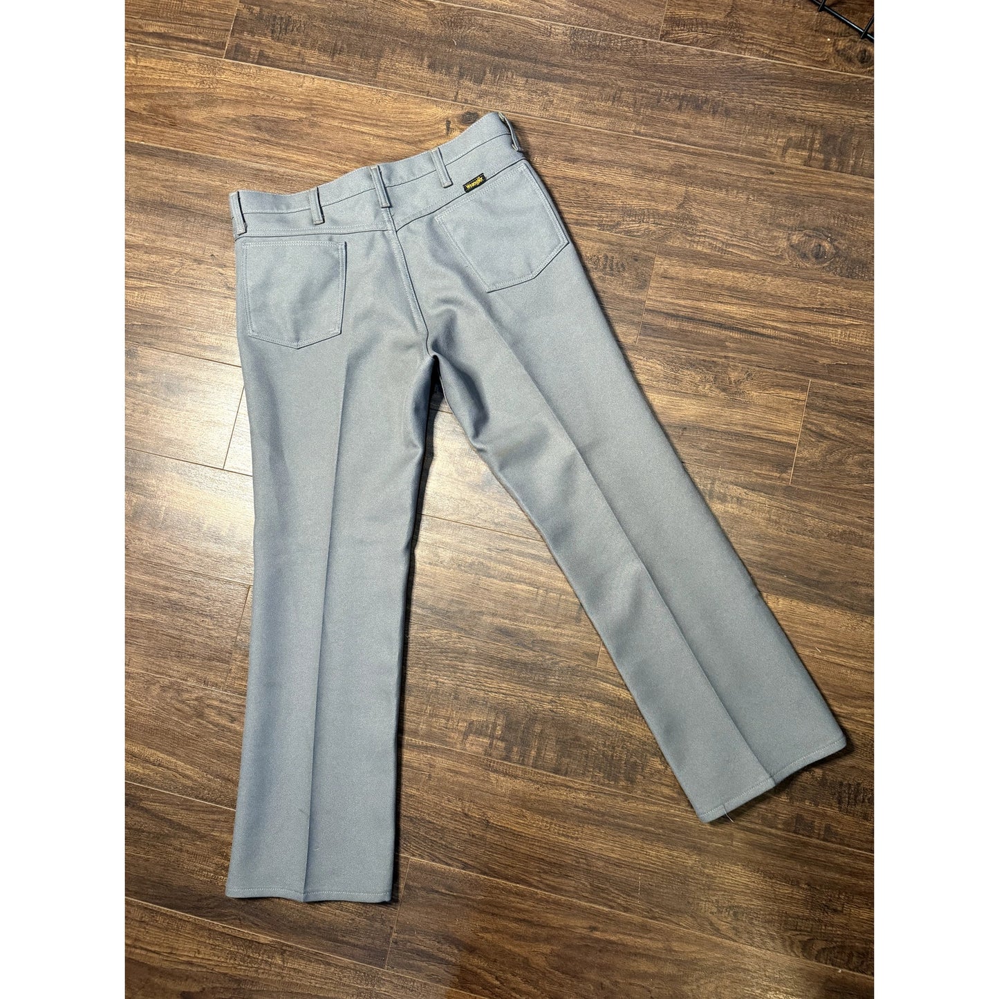 Wrangler gray polyester flares 34x29 (1970s)