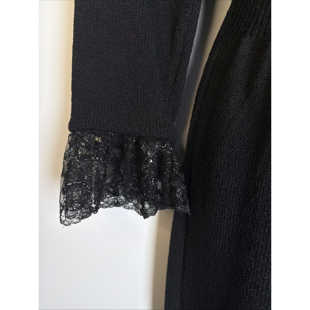 Vintage 1980s Don Sayres for Wellmore wool knit ruffle midi dress, M