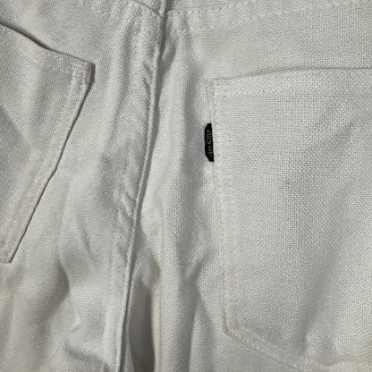 1970s Levi’s Sta-Prest Big E Black Tab Flared White Embellished Pants 28x31