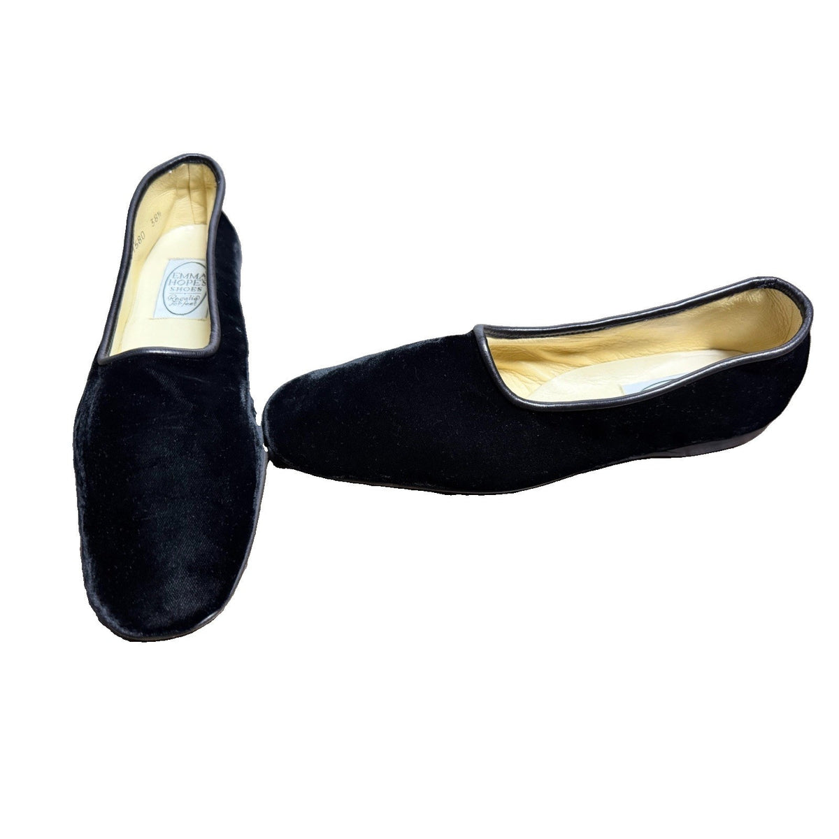 Emma Hope Albert black velvet slip-on ballet loafers, new, 38.5