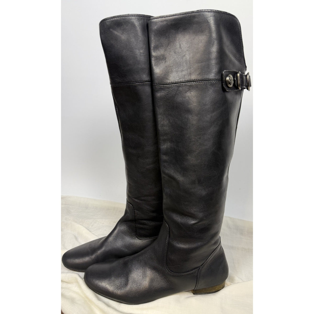 Coach Benita black leather over-the-knee riding boots, size 9.5 B