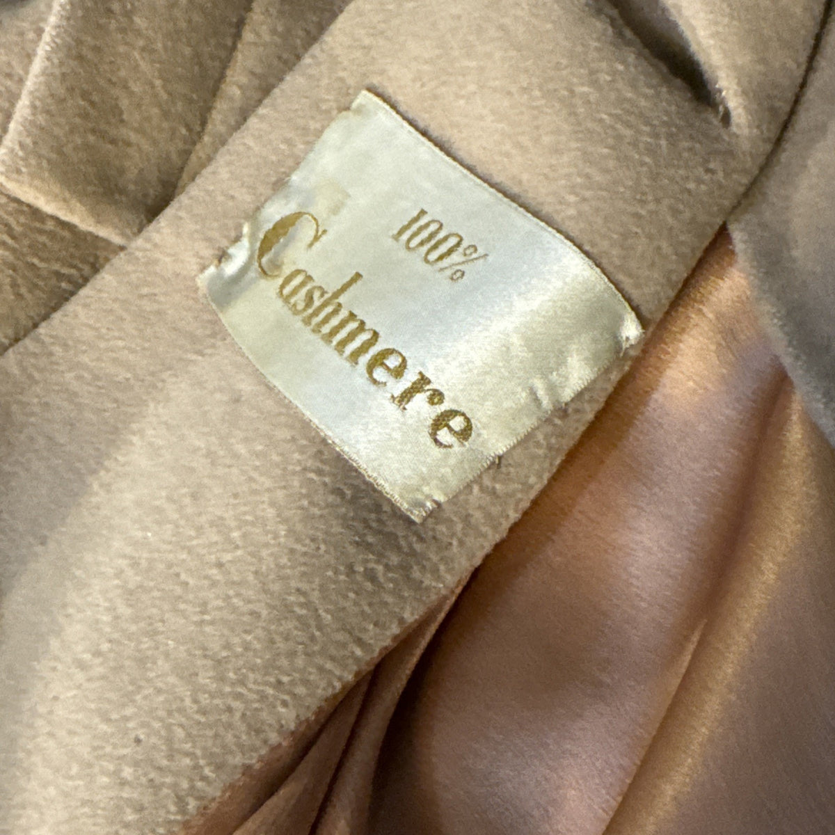 Vintage 1960s cream cashmere coat, silk lined, flawed, M/L