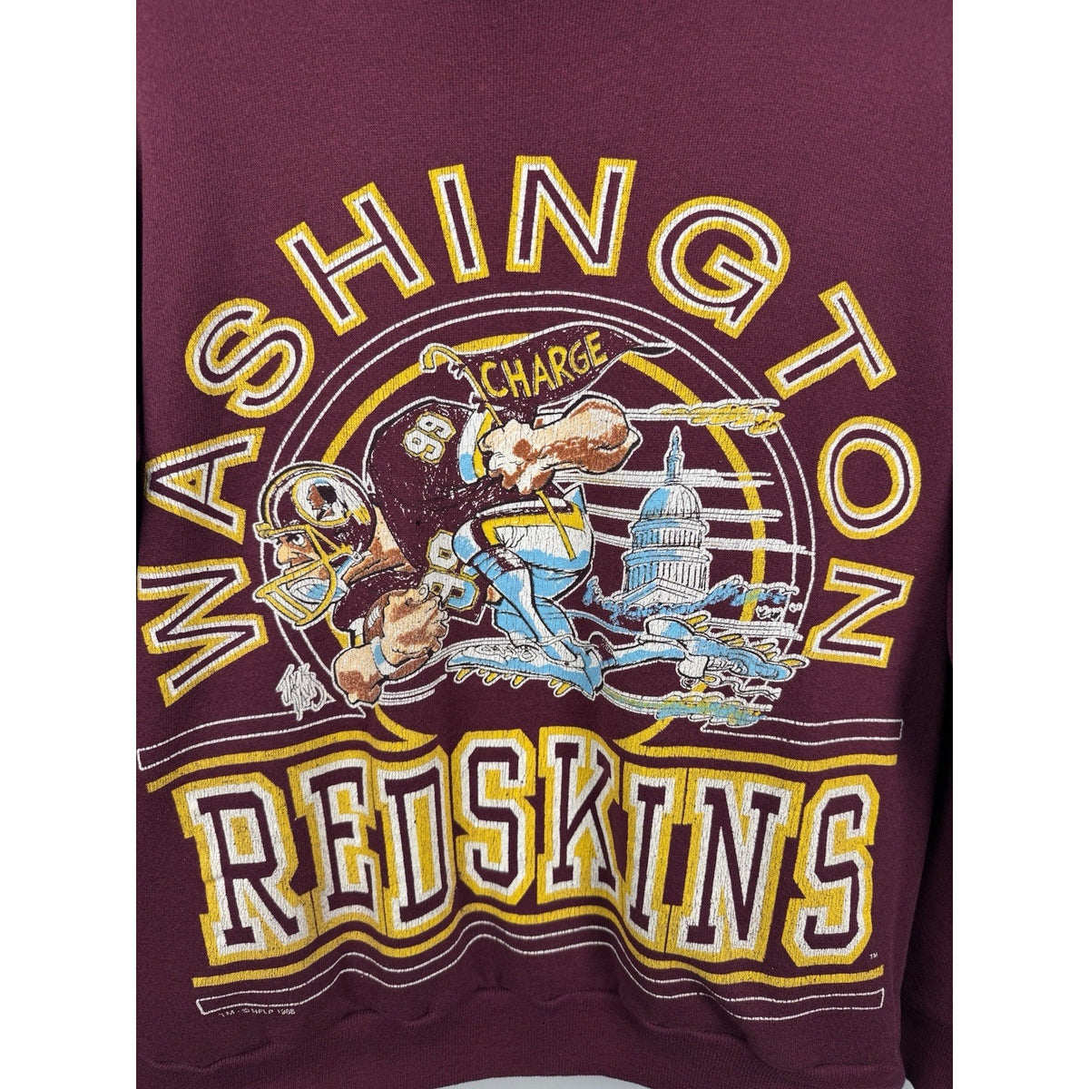 Vintage 1988 Rare Washington Redskins Charge NFL Football Crewneck Large 23x25
