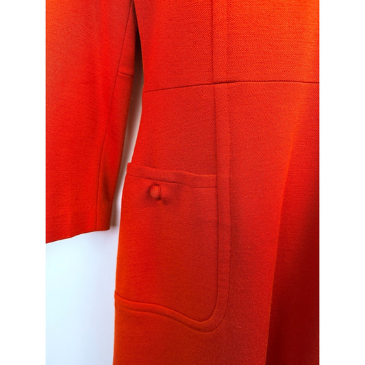 Vintage 1960s Promenade Italian virgin wool dress with faux fur trim