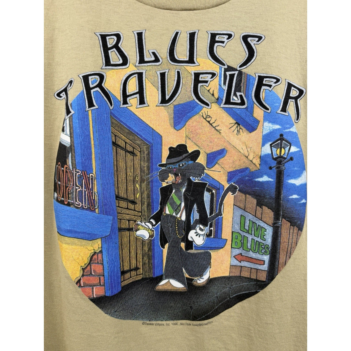 Vintage 1996 Blues Traveler Cat Back Stage OG Not Fade Away License XL 23x29