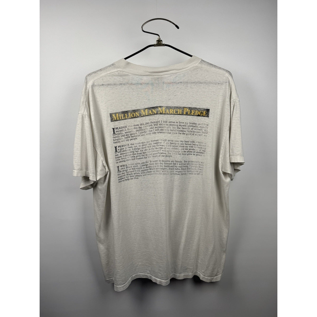 Vintage 1995 Million Man March tee, pledge on the back, Oneita, XL