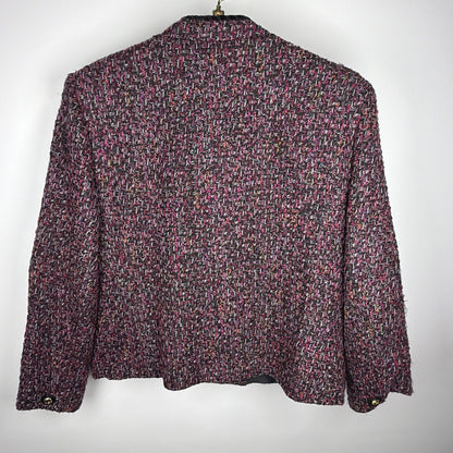 Vintage Henry Lee pink, black and gold boucle tweed boxy jacket, L/XL