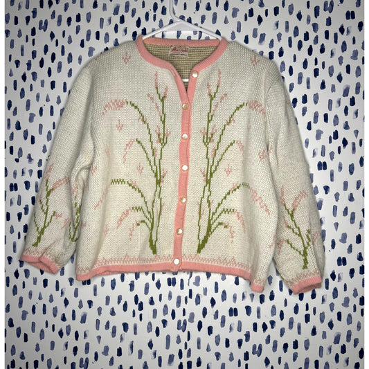 Perfect petals, Bobbie Brooks cardigan (1950s)