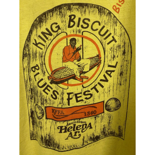 Vintage 1987 King Biscuit Blues Festival Helena AR Rare Booster Shirt L 22.5x26