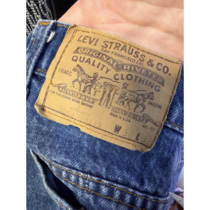 Levi's 517 Orange Tab Boot Cut Saddle Blue Jeans 36x32 1970s-1980s Vintage