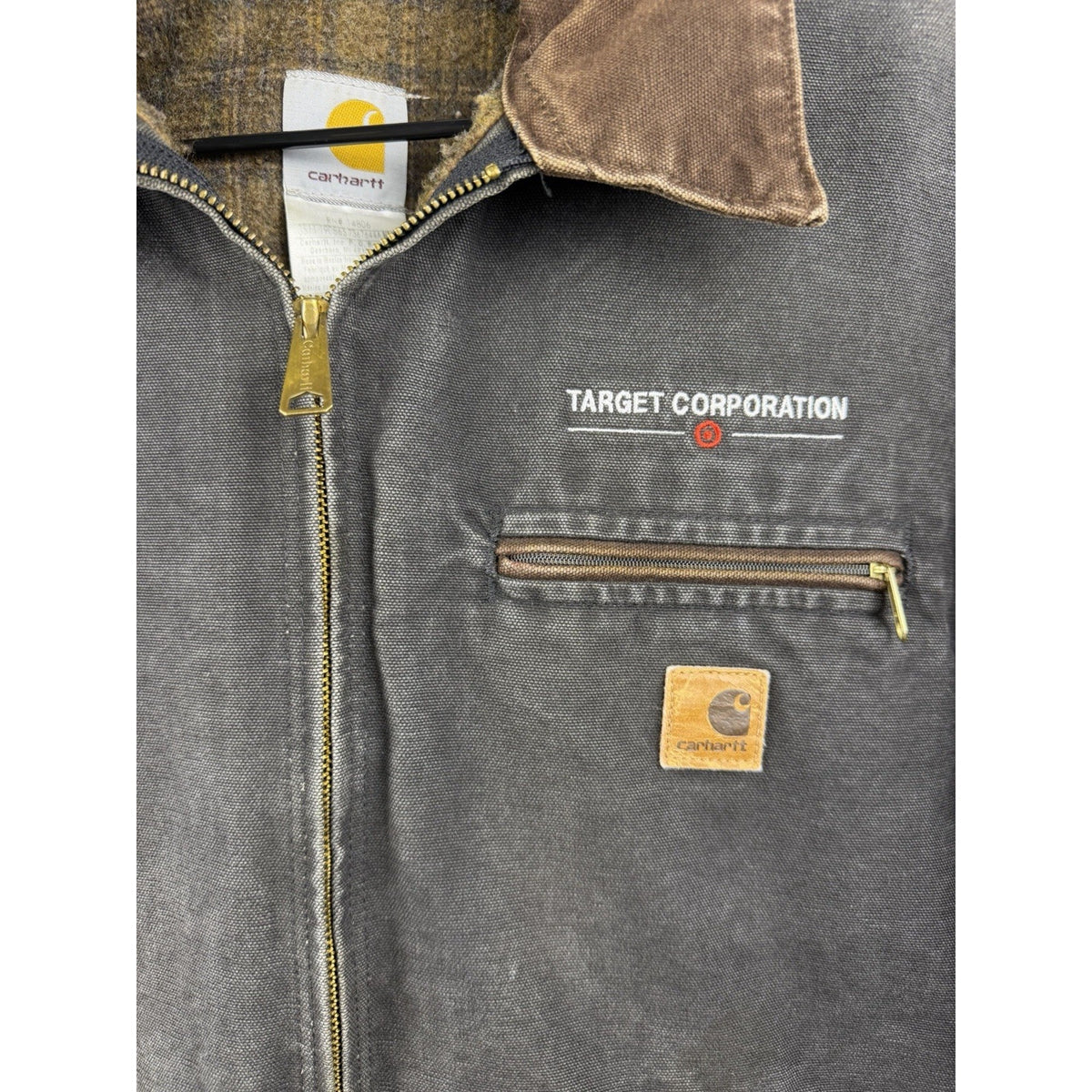 Carhartt Detroit Jacket J97 BLK Very Faded Black Canvas Blanket Lined XL 26.5x26