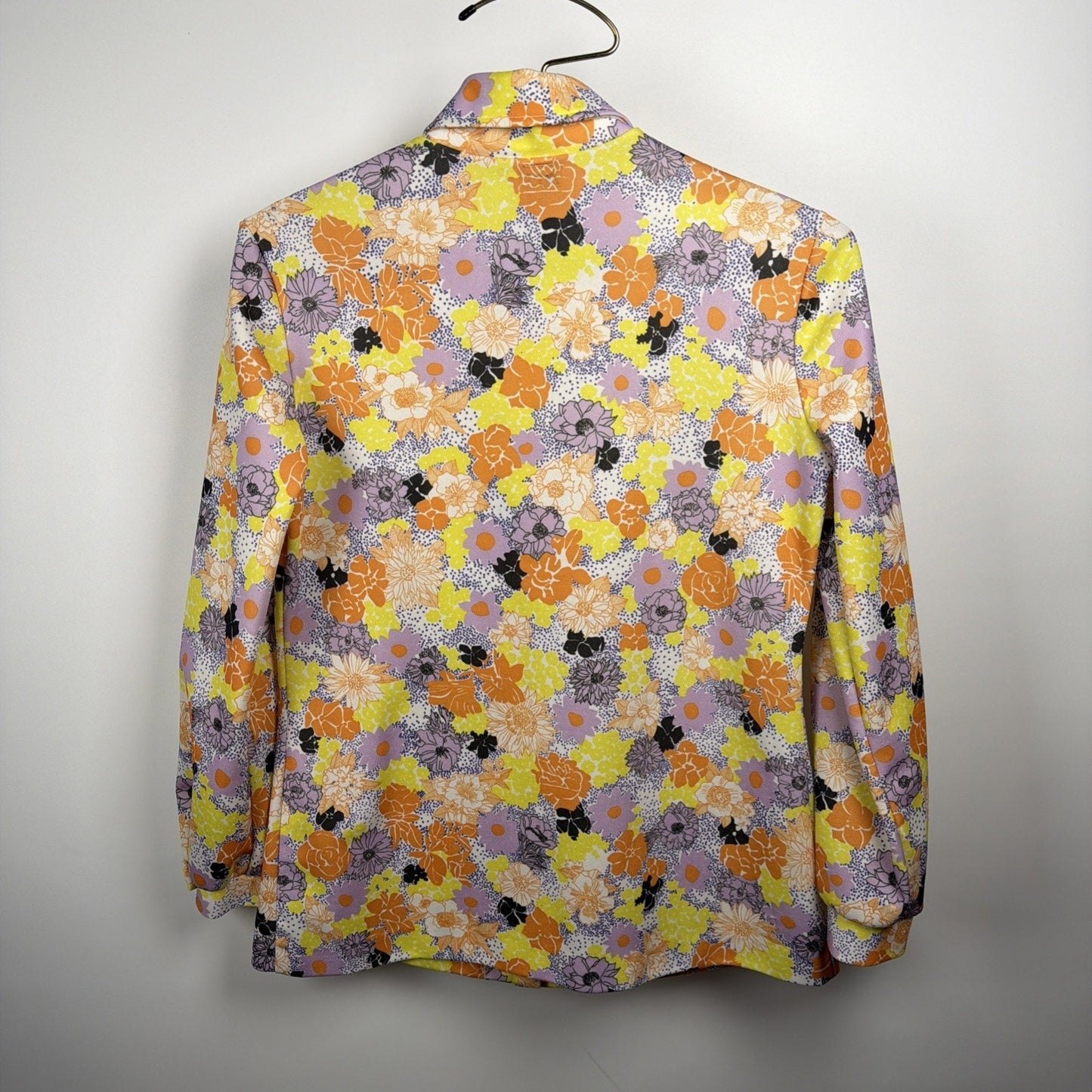 1970s Neon Flower Power Disco Dagger Collar Women Large Vintage