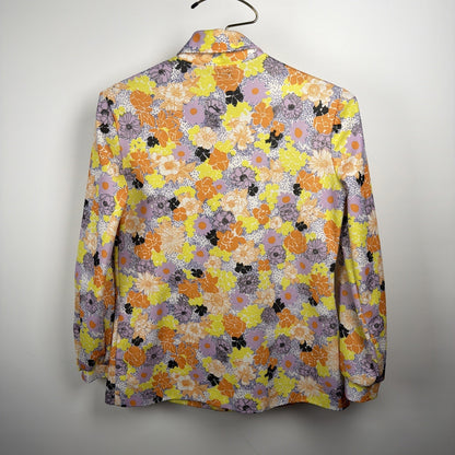 1970s Neon Flower Power Disco Dagger Collar Women Large Vintage