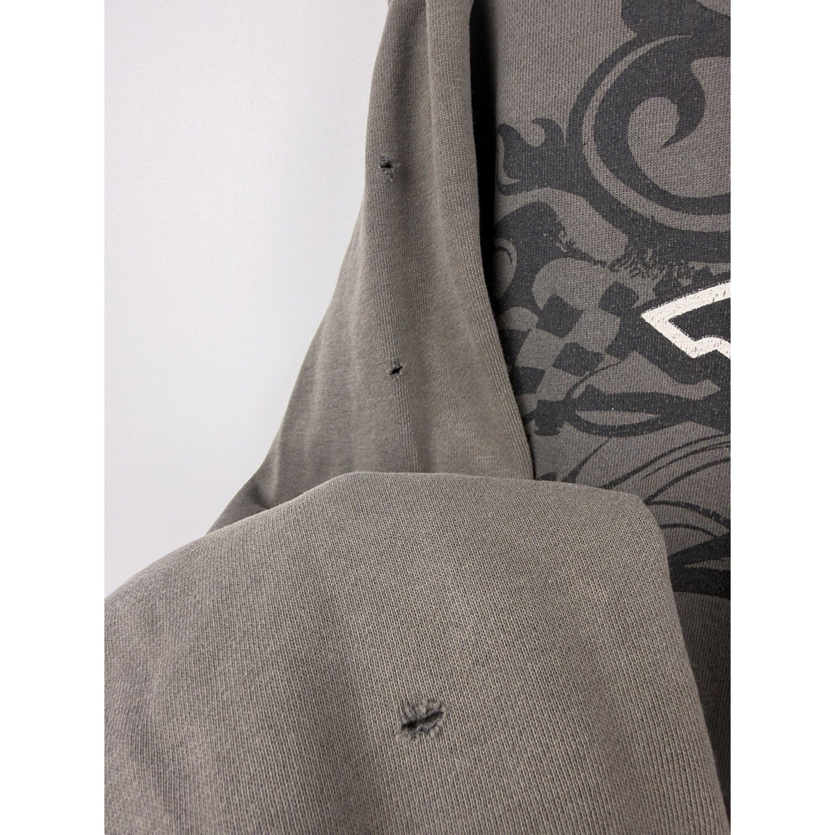 Vintage Y2K Fox Racing tribal all-over print zip hoodie, thrashed, XL