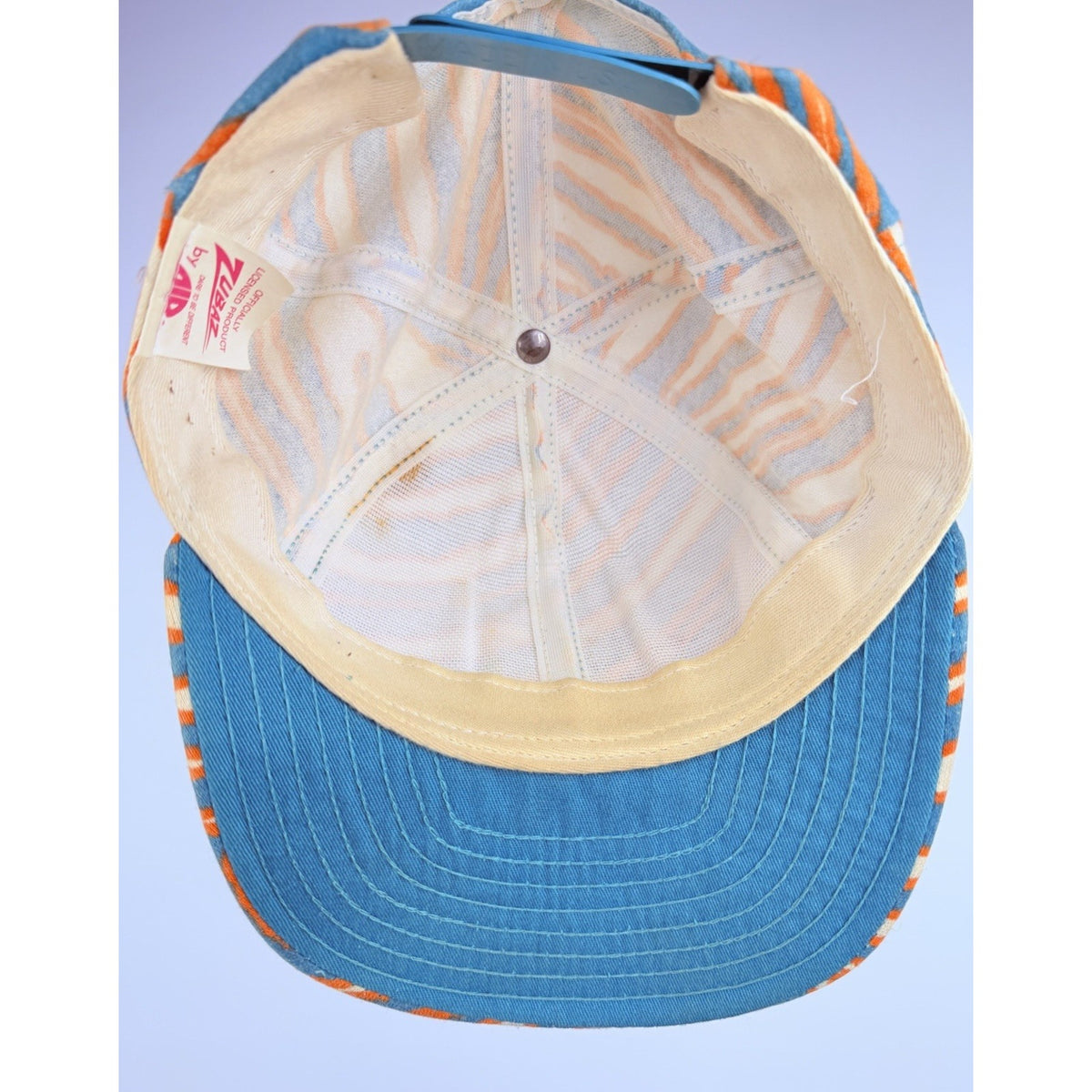 Vintage 90s Zubaz Zebra Striped Dolphins Snapback Hat Cap