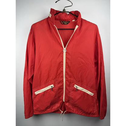 Vintage 1970s Ely & Walker red nylon windbreaker, zip hood, Talon, L