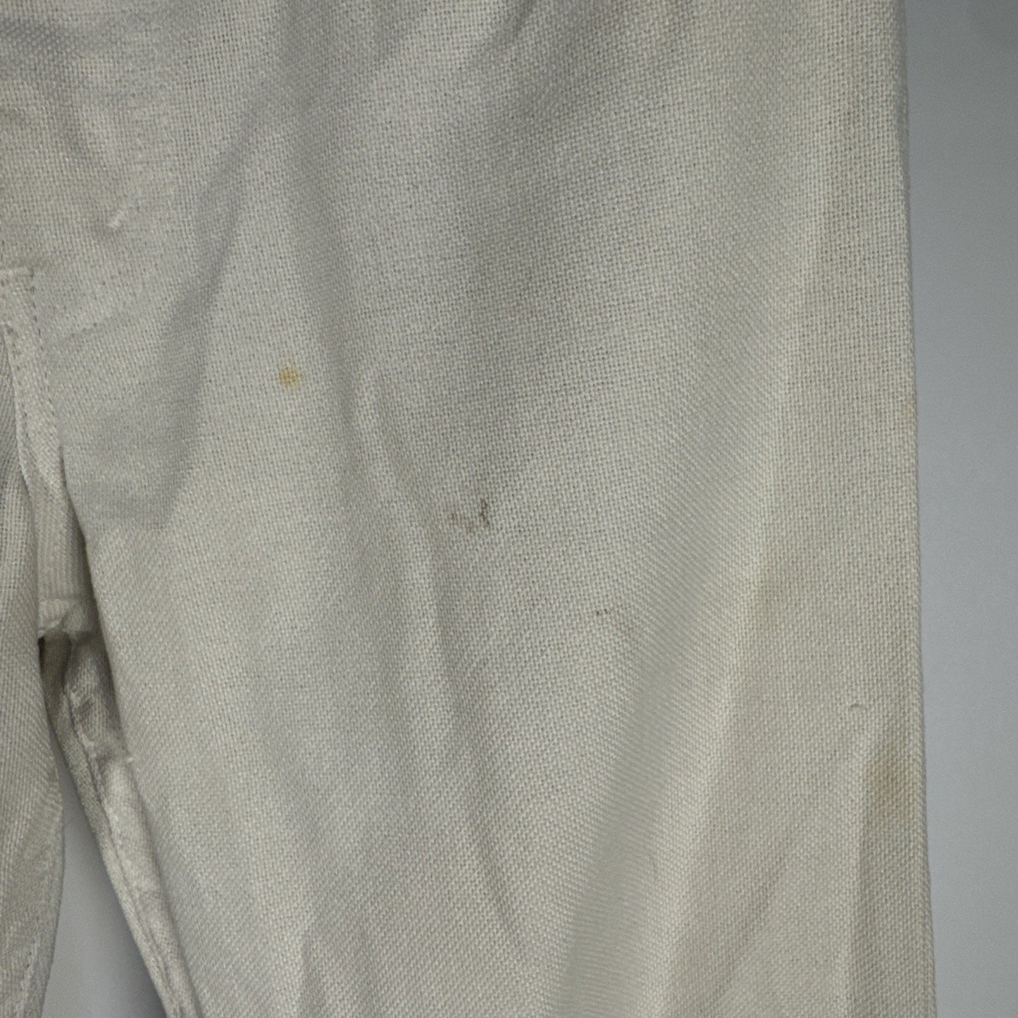 1970s Levi’s Sta-Prest Big E Black Tab Flared White Embellished Pants 28x31