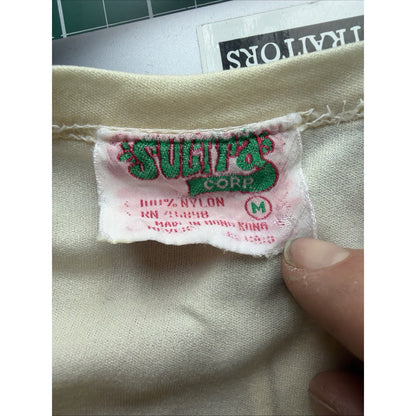 1970s Novelty Baby Tee Art Deco Embellished Lady Small Vintage Polyester