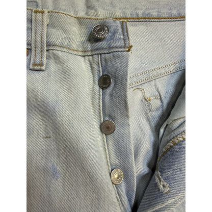 Vintage 90s Levi's 501 button fly jeans, gold splatter, USA, 28x30
