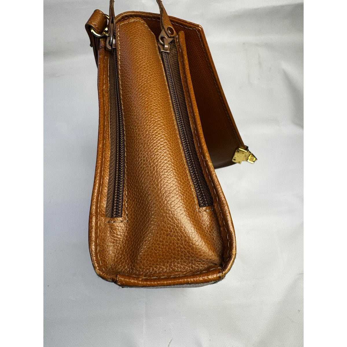 Vintage 1990s Yves Saint Laurent brown leather envelope clutch wrist strap